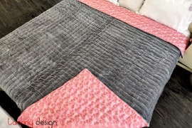 Pink silk & grey velvet quilt